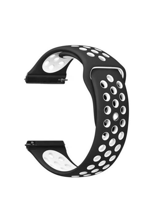 Magazabu Amazfit Gts 2 Mini Uyumlu Kordon Delikli Çift Renk Saat Kordonu 20k02-siyah-beyaz