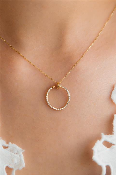 SEMİZ KUYUMCULUK 14 Ayar Taşlı Halka Kolye