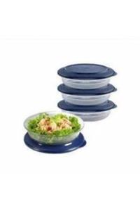 Tupperware Kristalin Kase Kahvaltılık Saklama Servis 3lü 275ml Lacivert Kapak