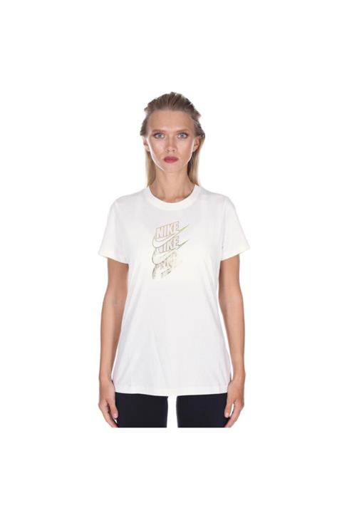 Nike Kadın Beyaz T-shirt - W Nsw Tee Stmt Shıne Kadın Tişört - Cd7427-100