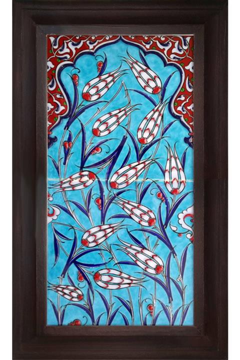 Armada Çini 20x40 Cm Ed 154 Mavili Lalezar Eldekoru Çini Pano