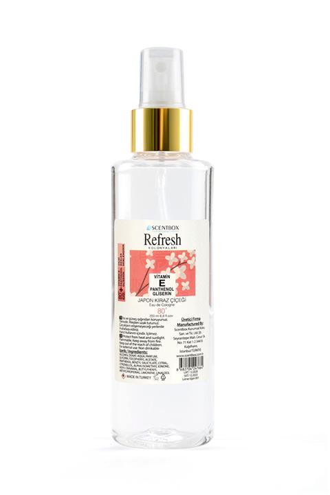 SCENTBOX Refresh Kolonyaları 200 ml 80° Japon Kiraz Çiçeği Vitamin E+panthenol+gliserin Kolonya