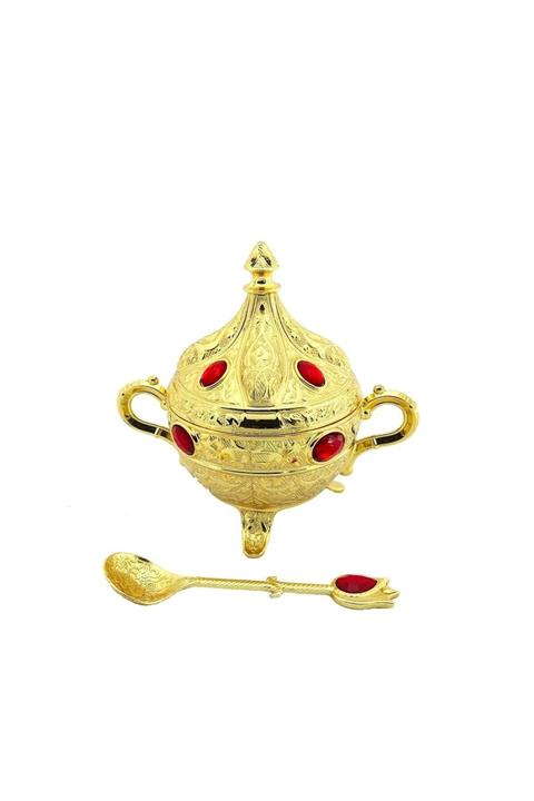 Sena Şekerlik Altın Rengi Taşlı Ve Kaşıklı