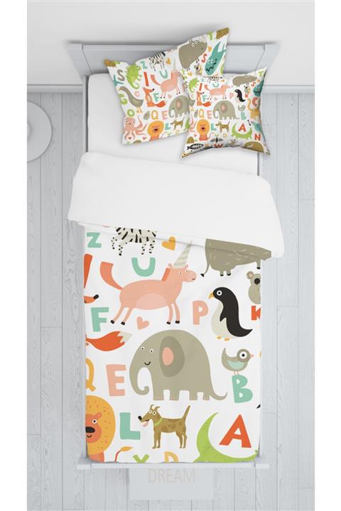 halımarkt Sevimli Hayvanlar Hafrli Yatak Örtüsü Takımı E041