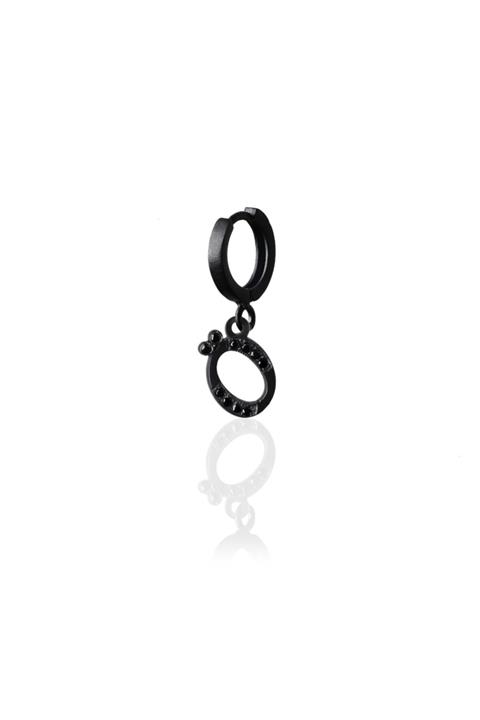 Agora Pırlanta Unisex Siyah Black Diamond Ö Harfi Pırlanta Küpe