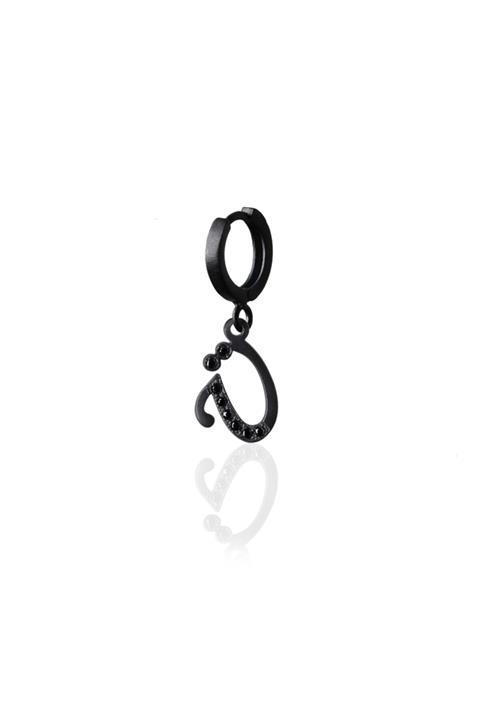 Agora Pırlanta Unisex Siyah Black Diamond Ü Harfi Pırlanta Küpe