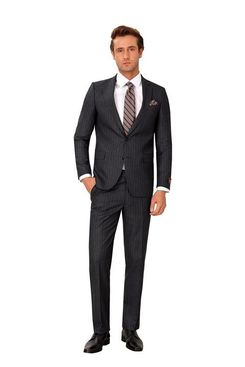 by ysf Klasik Çizgili Takım Elbise 44938