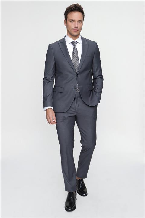 Morven Erkek Basic Slim Fit Takım Elbise Gri