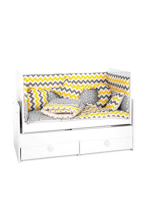 Sluupy Sluupy Sarı Zigzag Gri Yıldız Figürlü Bebek Uyku Seti 60x120cm