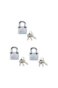 horussweetshop Akıllı Anahtarlı Asma Kilit 3lü Set - Mastercare Tri-moon Master Anahtarlı 3 Lü Çelik Asma Kilit