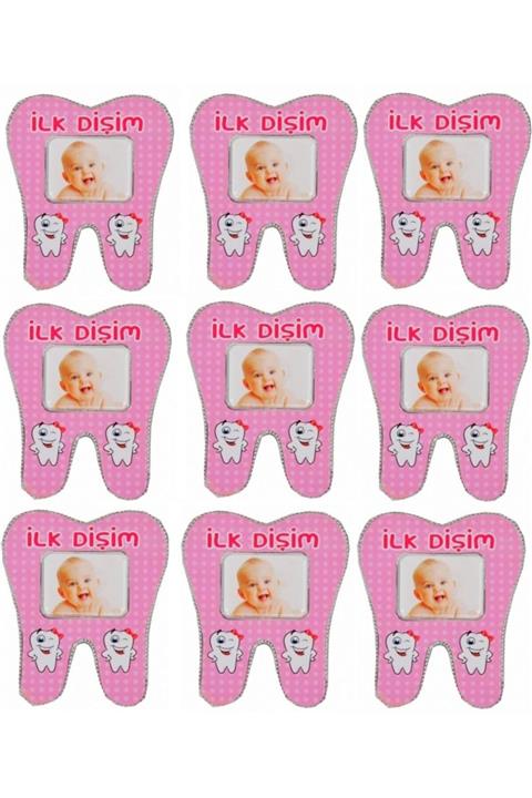 Happyland Pembe Ilk Dişim Foto Magnet Diş Şeklinde Mıknatıslı Ve Ayakta Durabilir Özellikte 8x10 Cm 9 Adet