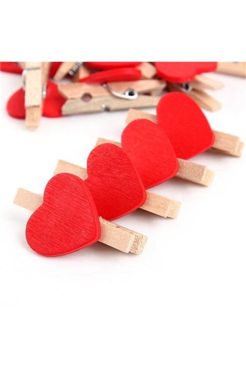 LAUREL DREAM 10'lu Kalp Şekilli Ahşap Mandallar 3.5cm (10'lu Set-12 Paket)