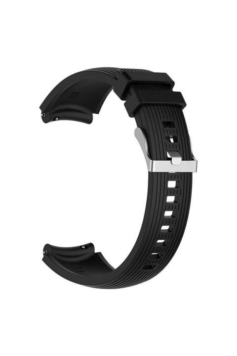 MOBAX Haylou Solar Ls05 Uyumlu Kordon 22mm Çizgili Silikon Kordon Siyah