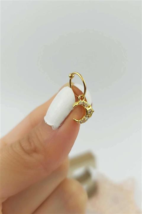 Çlk Accessories 316 L Cerrahi Çelik Sallantı Taşlı Ay Yıldız Halka Piercing Trpiercing065 Pier32003