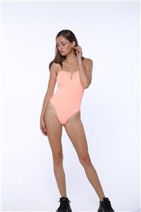 Mlike Fashion Çıtçıtlı Askılı Pembe Body