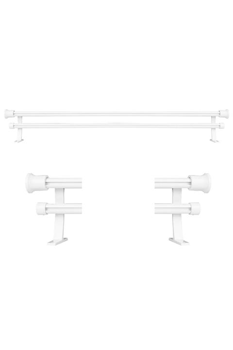 Perdejim Beyaz Alüminyum Çift Raylı Rustik Perde Askısı Rustik Borusu 225 Cm Ak07