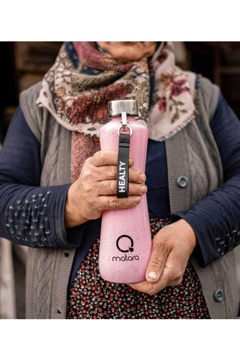 Qmatara Granit Pembe Metal Kapak Cam Matara 750 cc