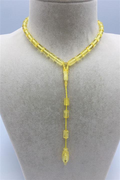 İpek Kehribar Baltık Damla Kehribar Tesbih Limon Renk Kapsül Kesim Yedek Habbe Sistemli 6x10 Mm