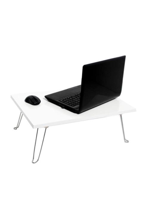 aksuticaret Katlanır Laptop - Çalışma - Kahvaltı Sehpası - Yatak Sehpası Beyaz