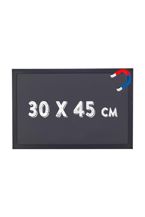 Chalky Manyetik 30x45 Cm Kara Tahta Siyah Çerçeveli - Tebeşir Yazı Tahtası - Siyah