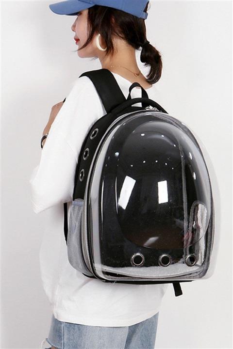 esmelen Fermuarlı Hava Alabilir Şeffaf ve Şık Tasarımlı Astronot Kapsül Kedi Köpek Seyahat Çantası