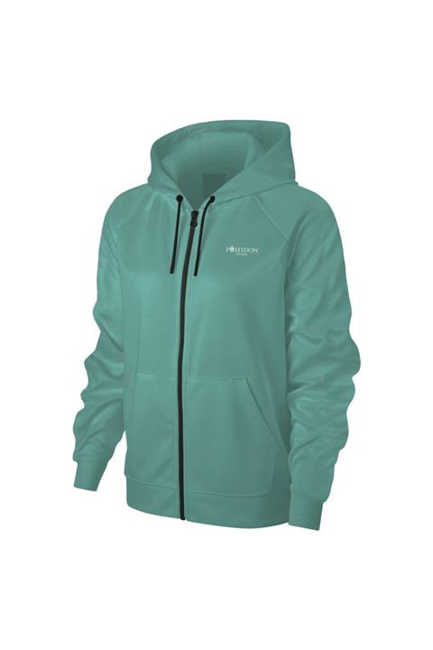 POSEIDONSTORM KadınBüyük Beden  Su Yeşili Günlük Sporcu Sweatshirt 3xl-9xl Fermuarlı Kapüşonlu M3