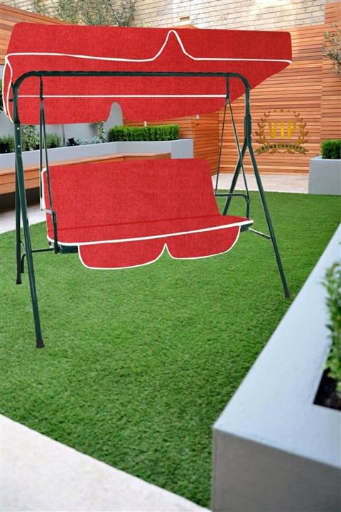Olgun Home Bahçe Salıncağı Minder Seti Tenteli Salıncak Minder Seti Kırmızı Renk 2 Kişilik