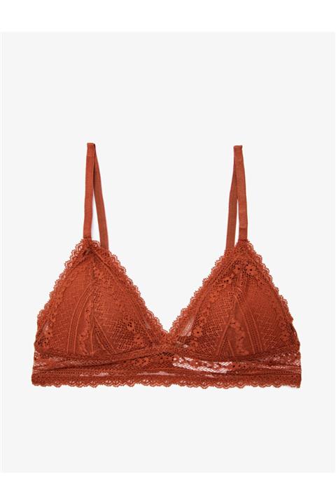 Koton Kadın Kahverengi Dantelli Soft Sütyen