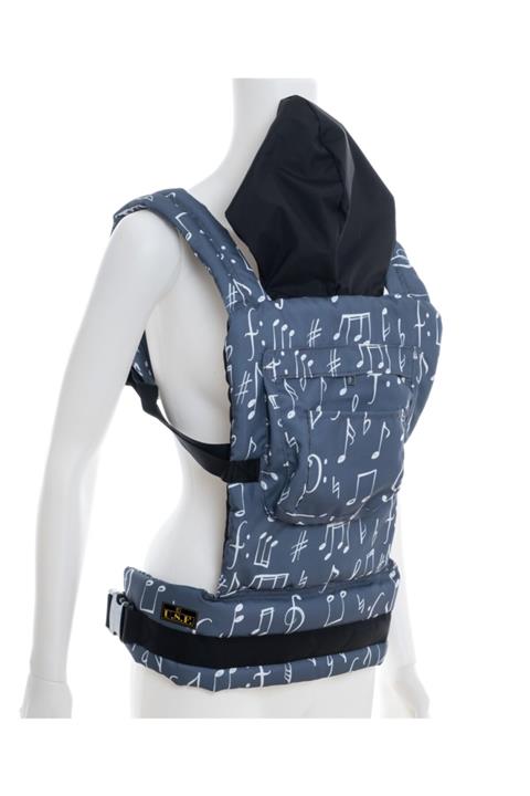 USF Ergonomik Lüx Bebek Kangurusu - Bebek Taşıma Kanguru Açık Mavi Notalı