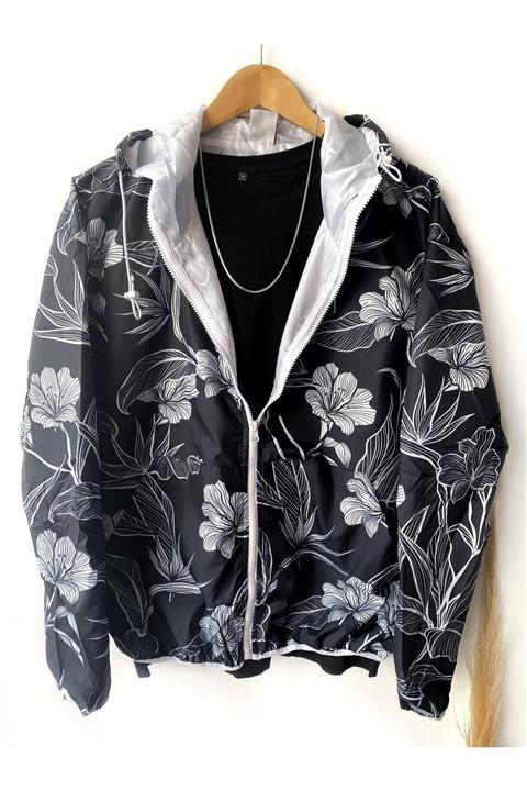 Hazhers Erkek Sezonlu Desenli Kapşonlu Yağmurluk