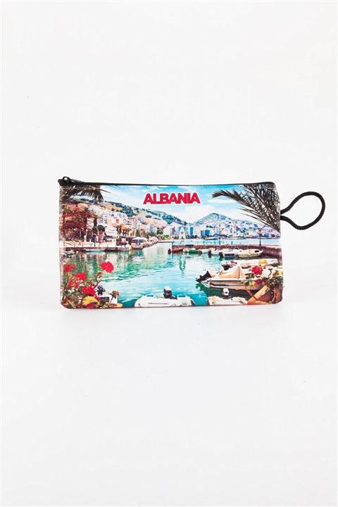 Dünyadan Hediyeler Arnavutluk Temalı Deri Makyaj Çantası
