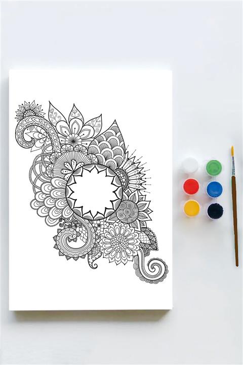 Postermanya Mandala Tuval Kanvas Tablo Boyama Hobi Seti 15 (35x50cm)