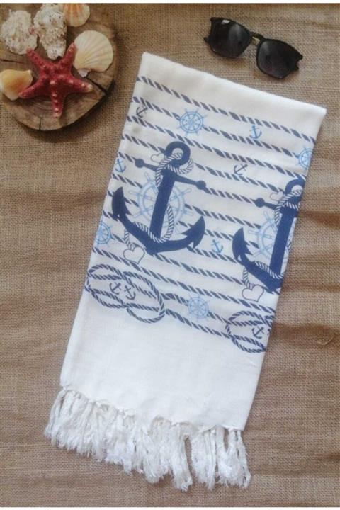 Rue Tasarım Çapa Desenli Bamboo Peştemal