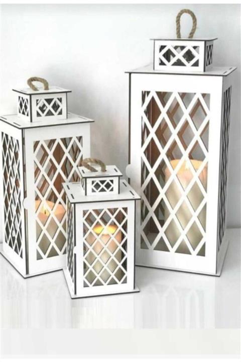 YNS Beyaz Renk Büyük Boy Mdf Kafes Mumluk