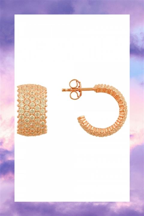 Crystal Diamond Zirconia Işıklı Kutuda Laboratuvar Pırlantası Rose 5 Sıra Tamtur Küpe