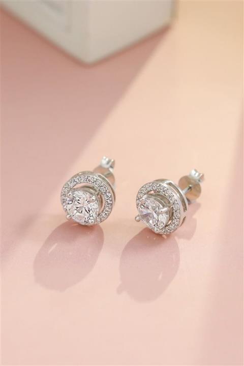 Crystal Diamond Zirconia Laboratuvar Pırlantası Tektaş Küpe 0.40 Carat