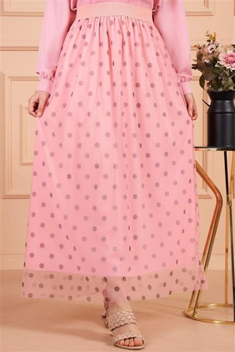 Afilva Kadın Tülü Puantiyeli Prenses Pudra Etek