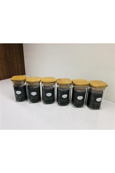 Lavin Bambu Kapaklı Kare 6 Lı Kavanoz Seti