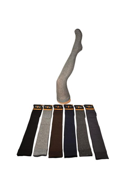 Design Socks Kadın Düz Koyu Asorti Diz Üstü Çorabı