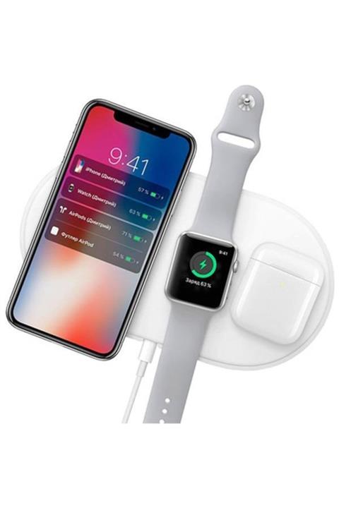 Ally Mobile Iphone  Airpods  Watch İçin Üçlü Kablosuz 7,5w Hızlı Şarj Istasyonu