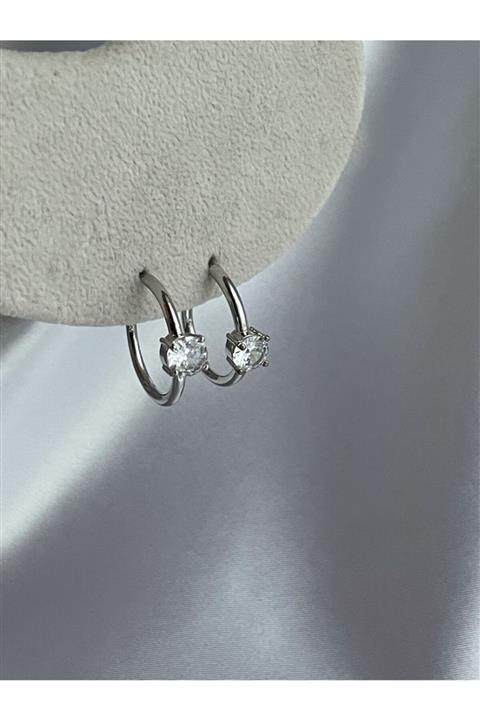 SAJA JEWELRY Tek Taş Halka Küpe