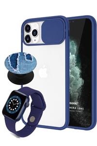 Apple Watch 1 44 Mm Kordon + Iphone 12 Pro Max Kamera Sürgülü Kılıf + Popsocket