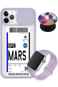 Apple Watch 6 38 Mm Kordon + Iphone 11 Pro Max Kamera Sürgülü Kılıf + Popsocket