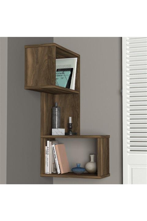 Dekorister Folk Duvar Rafı Ceviz