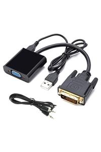 WOZLO 24+1 Dvı-d To Vga Çevirici Kablo Micro Usb Güç Girişli + Ses