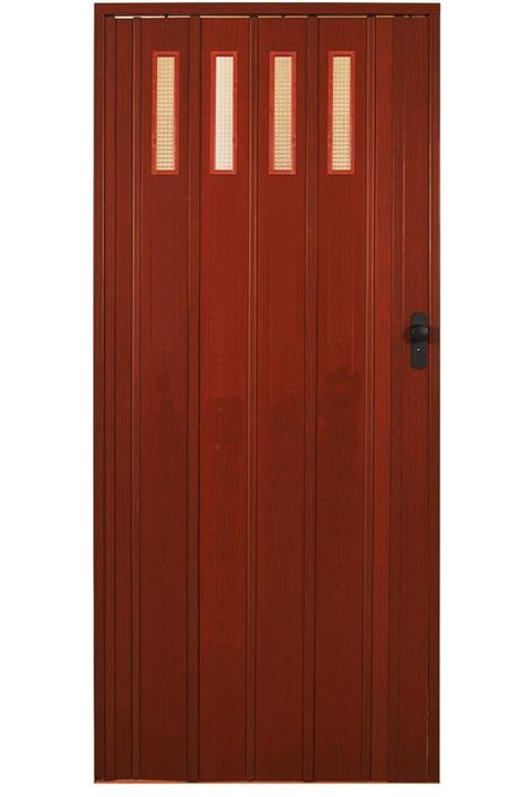 DEKORAKS 1 Sıra Camlı Akordeon Kapı Maun Ahşap Desenli 87x215cm