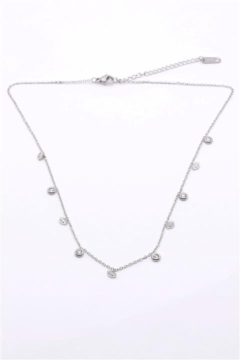 Sacha Accessories Mini Taş Ve Göz Figürlü Çelik Kolye