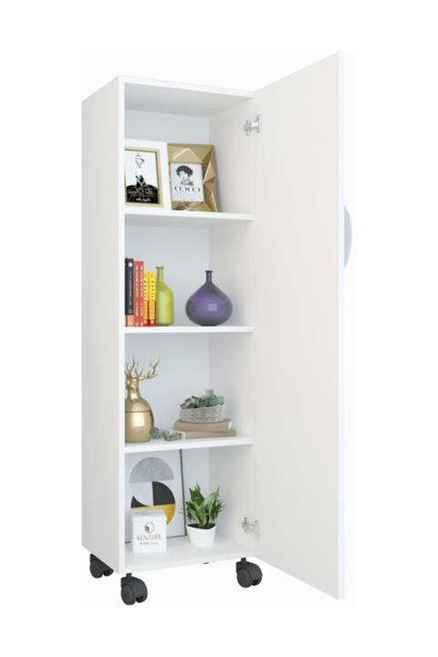 Kenzlife mutfak dolabı mine 128*050*032 byz kapaklı tekerlekli banyo evrak ofis kitaplık ayakkabılık