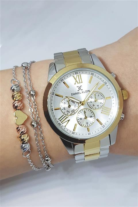 Daniel Klein Altın / Metalik Kadın Kol Saati + Dorika Bileklik Seti