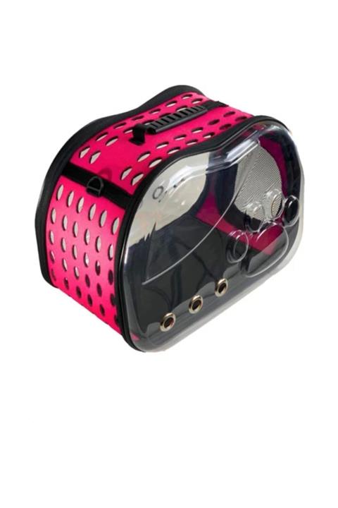 CCA Şeffaf Kedi Köpek Taşıma Çantası Koyu Pembe 42 X 26 X 35 Cm Özel Kutusunda